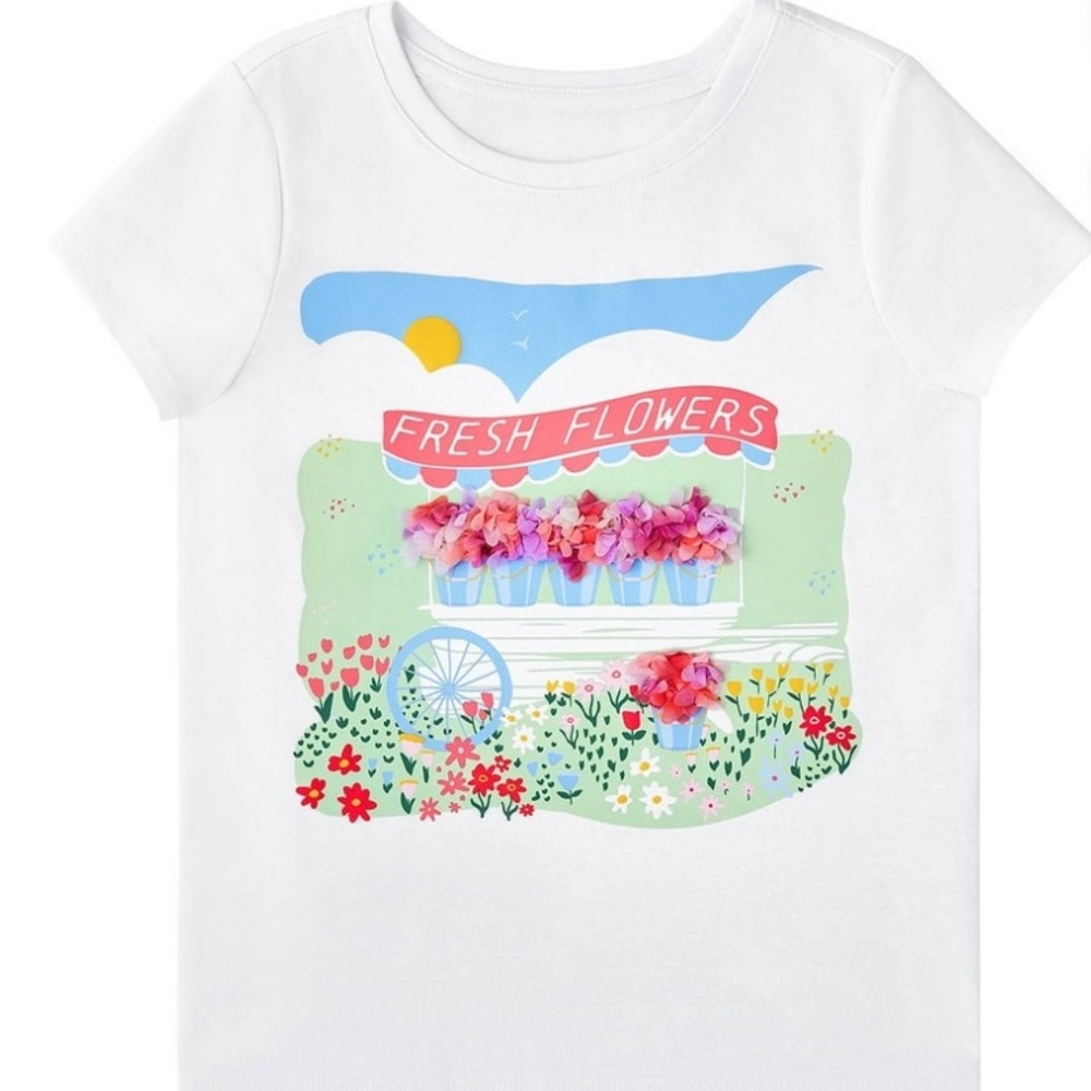 Charming White Fresh Flowers Kids T-Shirt